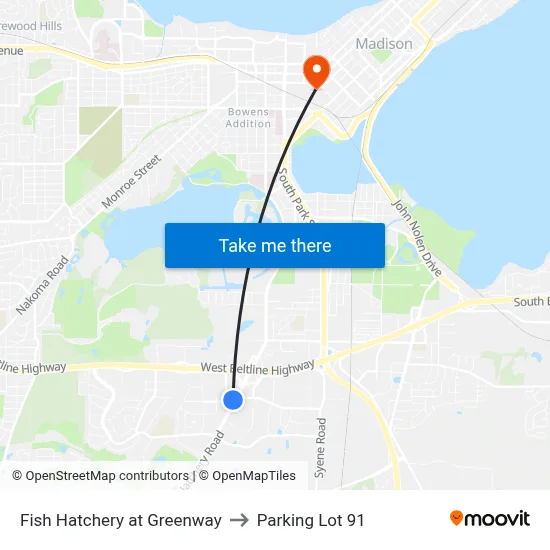 Fish Hatchery at Greenway to Parking Lot 91 map