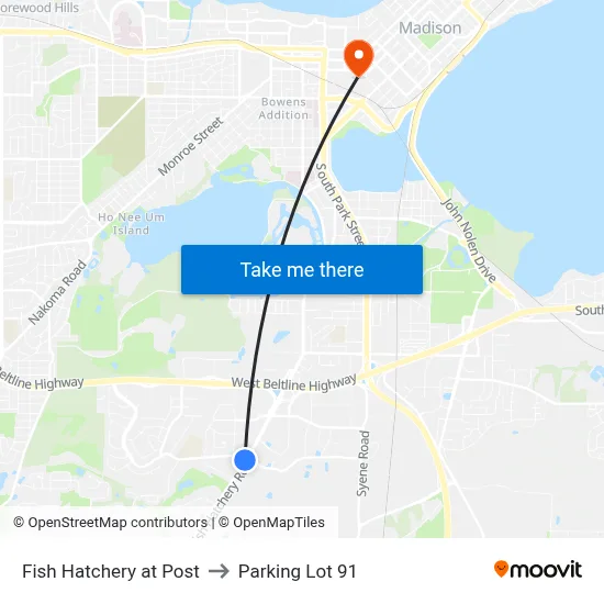 Fish Hatchery at Post to Parking Lot 91 map