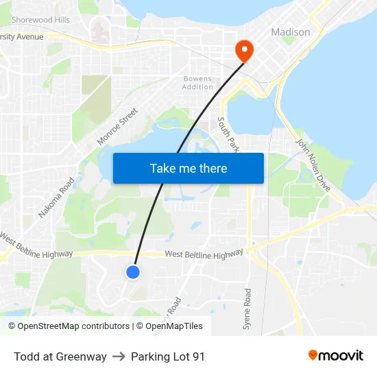 Todd at Greenway to Parking Lot 91 map
