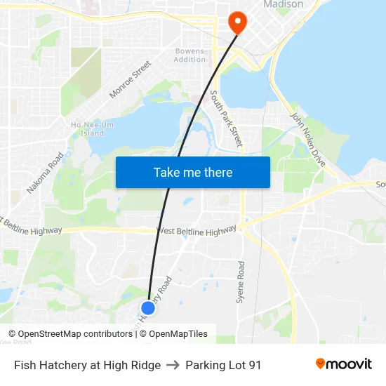 Fish Hatchery at High Ridge to Parking Lot 91 map