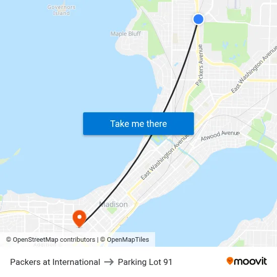 Packers at International to Parking Lot 91 map
