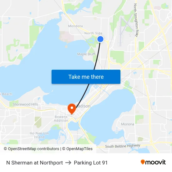 N Sherman at Northport to Parking Lot 91 map