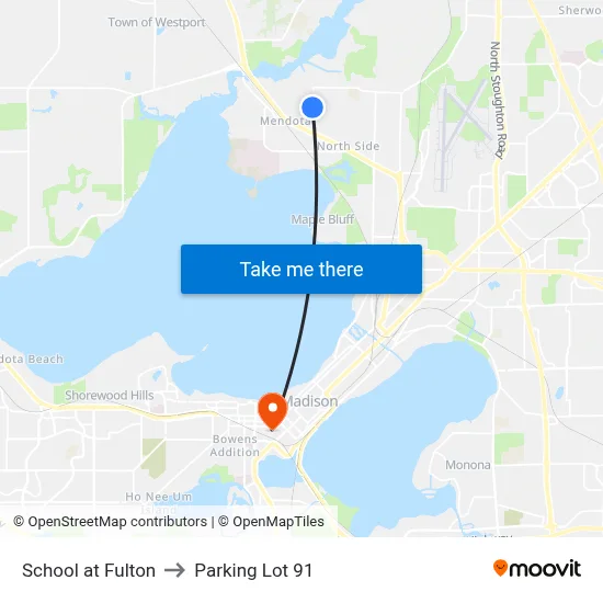 School at Fulton to Parking Lot 91 map