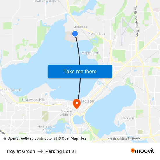 Troy at Green to Parking Lot 91 map