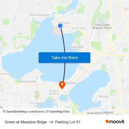 Green at Meadow Ridge to Parking Lot 91 map