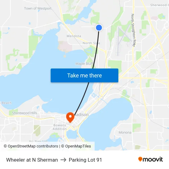 Wheeler at N Sherman to Parking Lot 91 map