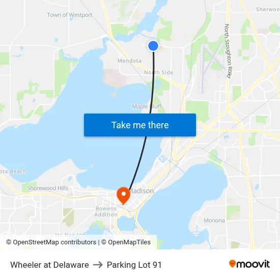 Wheeler at Delaware to Parking Lot 91 map