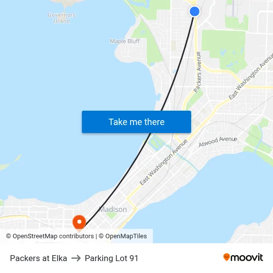 Packers at Elka to Parking Lot 91 map