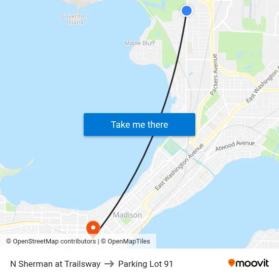N Sherman at Trailsway to Parking Lot 91 map