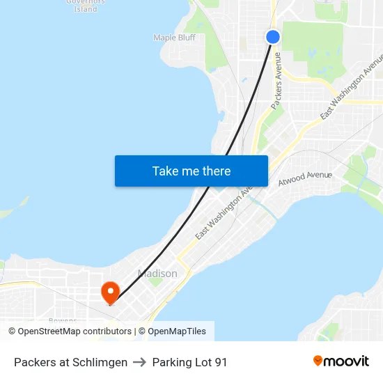 Packers at Schlimgen to Parking Lot 91 map