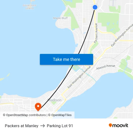 Packers at Manley to Parking Lot 91 map