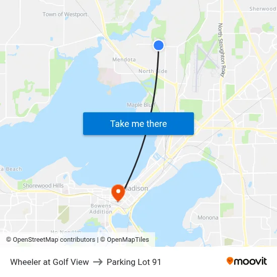 Wheeler at Golf View to Parking Lot 91 map