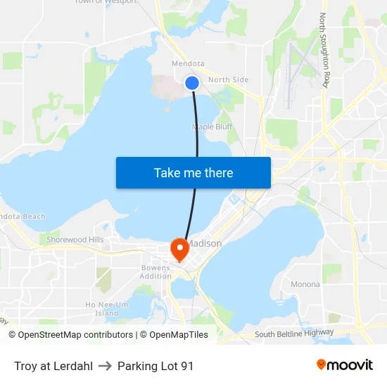 Troy at Lerdahl to Parking Lot 91 map