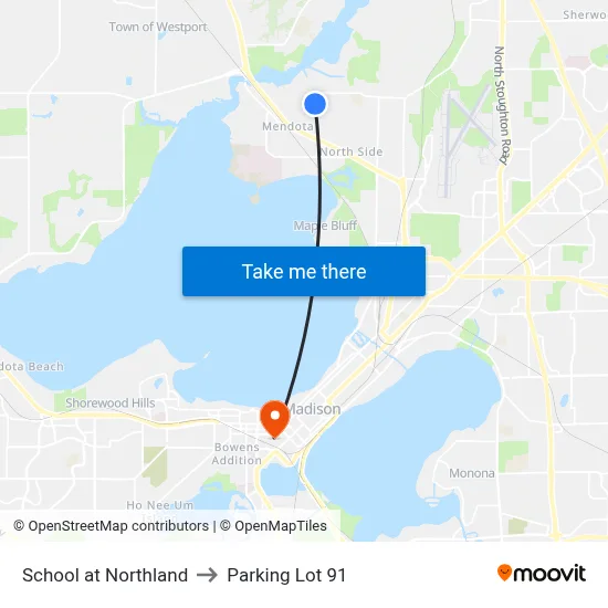 School at Northland to Parking Lot 91 map