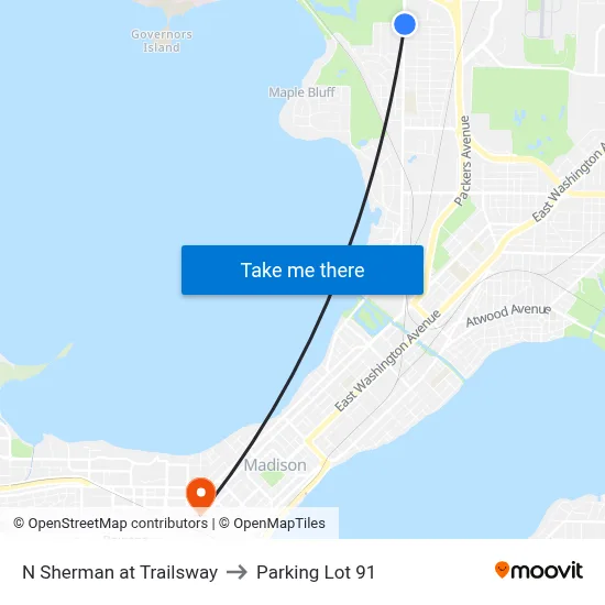 N Sherman at Trailsway to Parking Lot 91 map