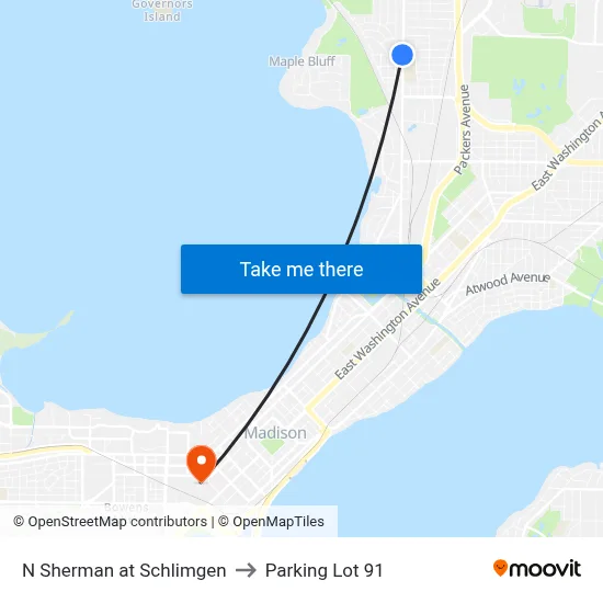 N Sherman at Schlimgen to Parking Lot 91 map