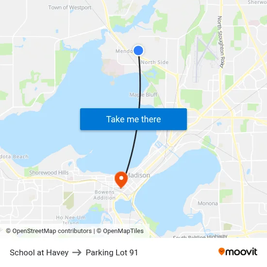 School at Havey to Parking Lot 91 map