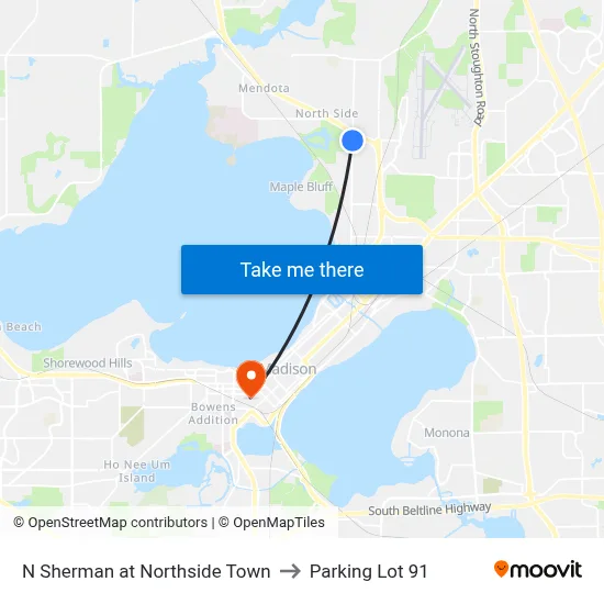 N Sherman at Northside Town to Parking Lot 91 map