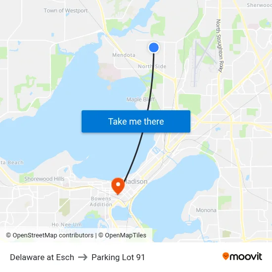 Delaware at Esch to Parking Lot 91 map