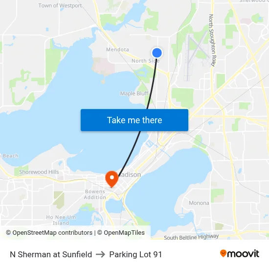 N Sherman at Sunfield to Parking Lot 91 map
