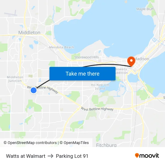 Watts at Walmart to Parking Lot 91 map