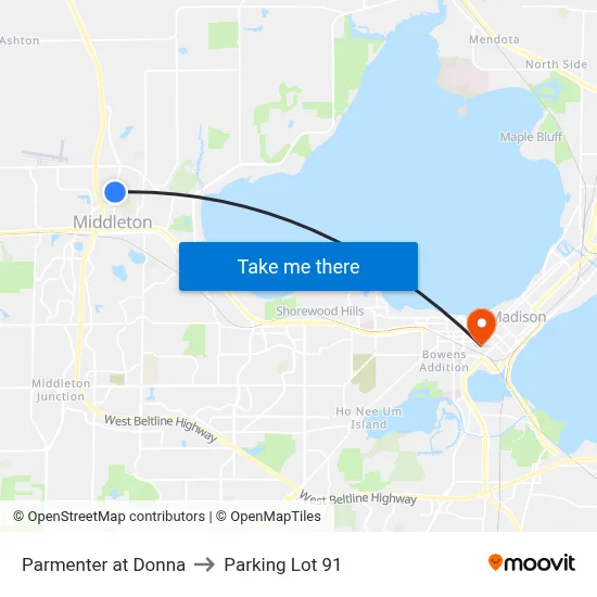 Parmenter at Donna to Parking Lot 91 map