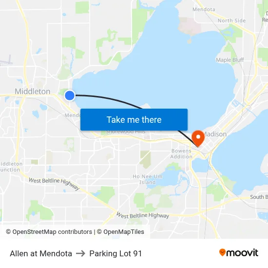 Allen at Mendota to Parking Lot 91 map