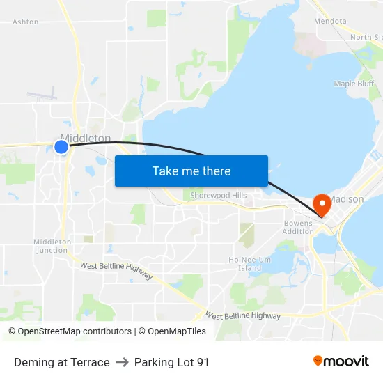 Deming at Terrace to Parking Lot 91 map