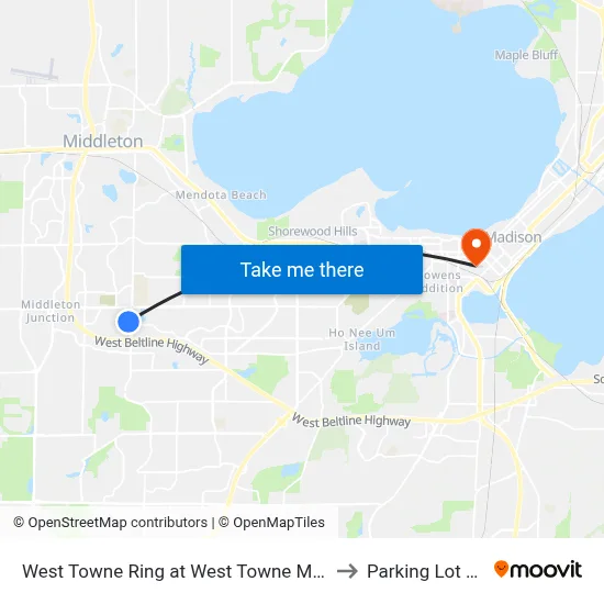 West Towne Ring at West Towne Mall to Parking Lot 91 map