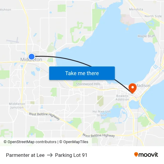 Parmenter at Lee to Parking Lot 91 map