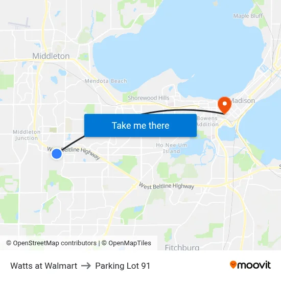Watts at Walmart to Parking Lot 91 map