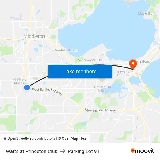 Watts at Princeton Club to Parking Lot 91 map