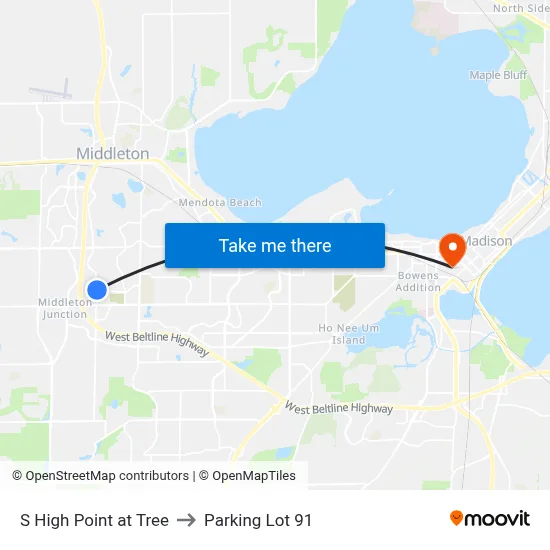 S High Point at Tree to Parking Lot 91 map