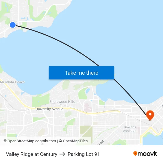 Valley Ridge at Century to Parking Lot 91 map
