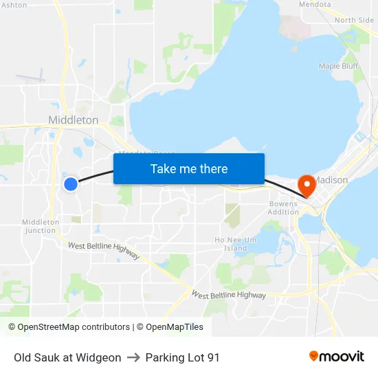 Old Sauk at Widgeon to Parking Lot 91 map
