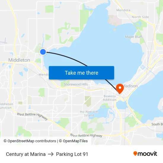 Century at Marina to Parking Lot 91 map
