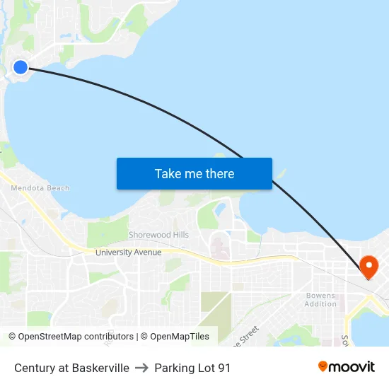 Century at Baskerville to Parking Lot 91 map