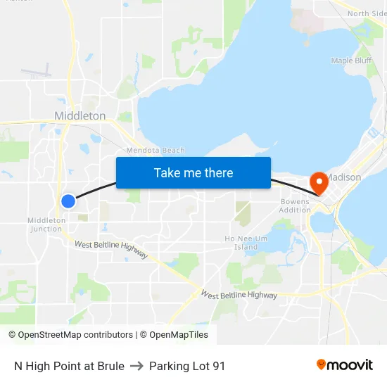 N High Point at Brule to Parking Lot 91 map