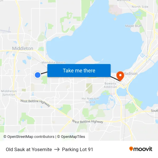 Old Sauk at Yosemite to Parking Lot 91 map