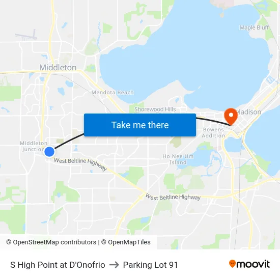 S High Point at D'Onofrio to Parking Lot 91 map
