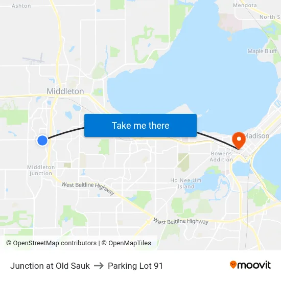Junction at Old Sauk to Parking Lot 91 map