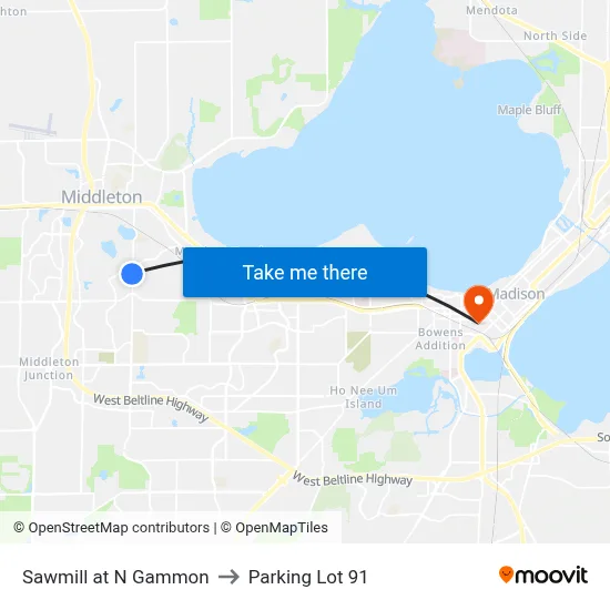 Sawmill at N Gammon to Parking Lot 91 map