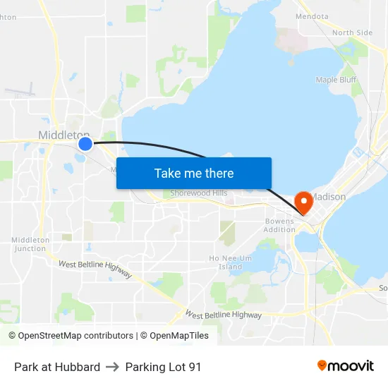 Park at Hubbard to Parking Lot 91 map