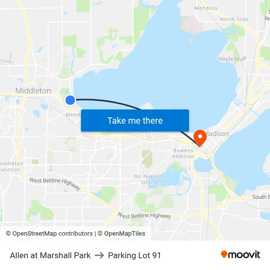 Allen at Marshall Park to Parking Lot 91 map