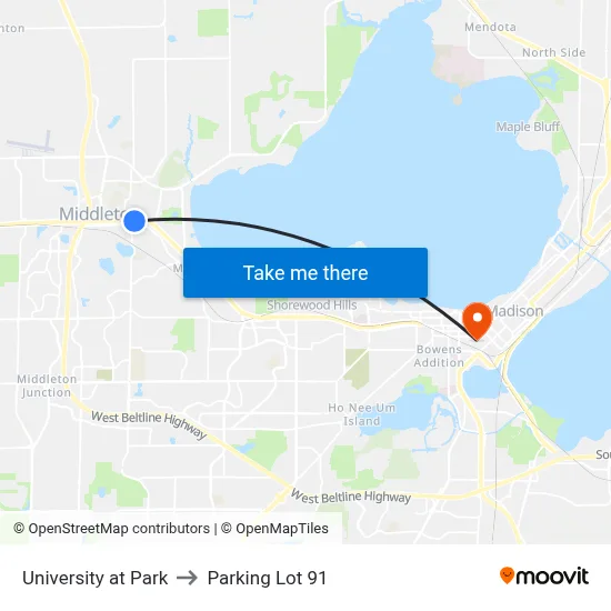 University at Park to Parking Lot 91 map