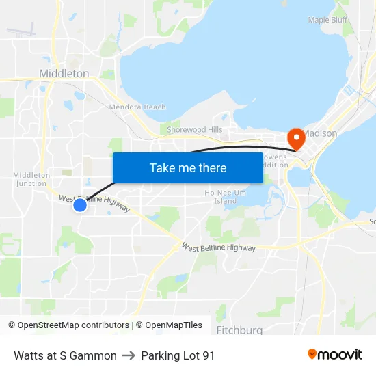 Watts at S Gammon to Parking Lot 91 map