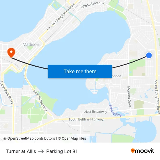Turner at Allis to Parking Lot 91 map