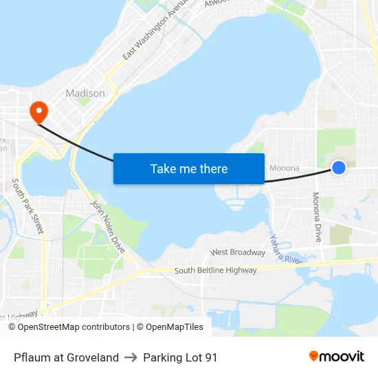 Pflaum at Groveland to Parking Lot 91 map