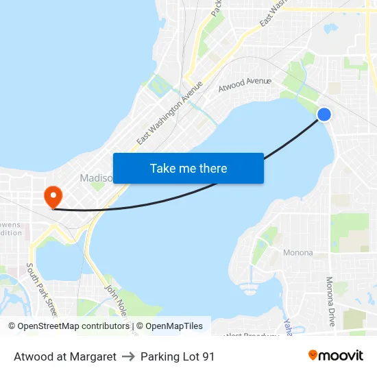 Atwood at Margaret to Parking Lot 91 map