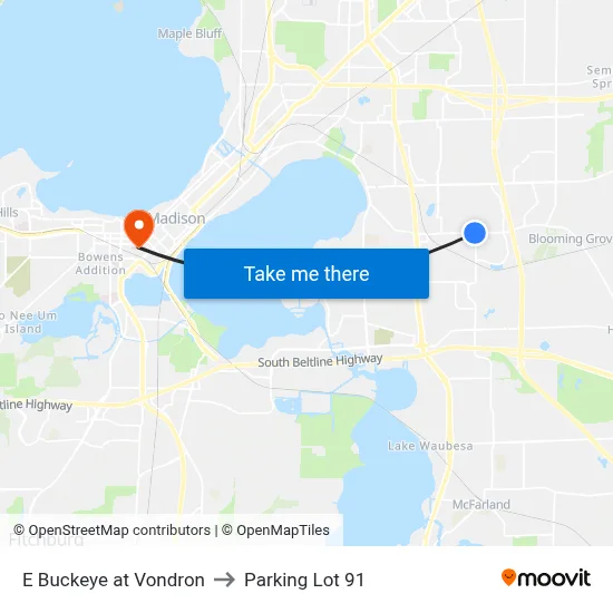 E Buckeye at Vondron to Parking Lot 91 map